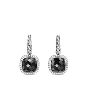 Albion Drop Earrings in Sterling Silver with Black Onyx and Diamonds, 10mm