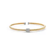 18K Cuff Bracelet with Square Pave Diamond Section