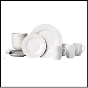 16-Piece Porcelain Dinnerware Set, Microwave and Dishwasher Safe, Service for 4, Plates, Bowls and Mugs, White