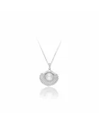 14KT WHITE GOLD DIAMONDS & PEARL SEASHELL PENDANT