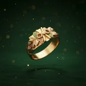 10K Black Hills Gold Tri-Color Grape Leaf Wide Band Ring