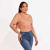 Strass Rhinestone Crop Top - Pink - Medium
