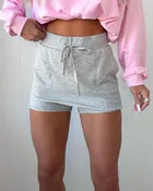 Asymmetrical Raw Hem Skort - Heather Grey