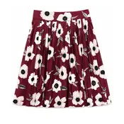 Alitsa Burgundy Floral Pleated Skirt