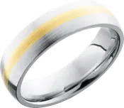 Cobalt chrome 6mm domed band with a 2mm inlay of 14K Yellow Gold