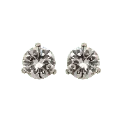14K White Gold Round Brilliant Cut Diamond Stud Earrings – 1.16ctw