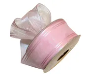 10 Yards 1.5" Pink Sheer Organza Satin Stripe Ribbon Yardage DIY Hair Bows Crafts