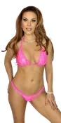 B617HP - Dangerous Snake Comfie Thong & Bra (Hot Pink)