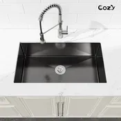 33″ L Undermount Single Bowl Stainless Steel Kitchen Sink with Basket Strainer