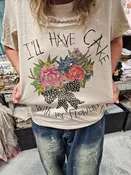 A Rare Bird I'll have Cake With My Flowers Womens Tattered Tee