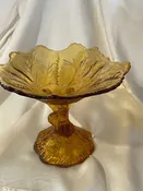 Amber Glass Pedestal Dish