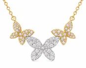 14k. Diamond Three Butterfly Necklace