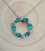 14kt White Gold Emerald Diamond Pendant