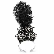 Black & Gold Happy New Year Tiara with Plume