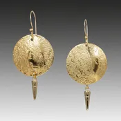 Acid Etched Disk Earrings with Spike