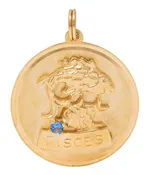 1950's Aquamarine 14 Karat Yellow Gold Vintage Pisces Zodiac Charm
