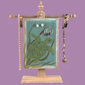 Hand-Painted Earring Holder — Sea Turtles Design | Classic Series