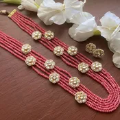 Fine Kundan jadau long necklace set in Pink /Pacchi Kundan Necklace /Long Necklace/ Rani haar/ Indian Jewelry/ Indian Necklace/ Sabyasachi