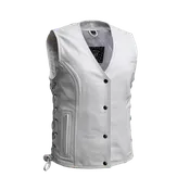 Beryl - Women's Motorcycle Leather Vest - White
