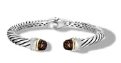 Crossover Bracelet with Smokey Topaz/ Diamonds in Silver and 14K Gold