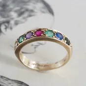Antique c. 1938 English “Dearest” Acrostic 10k Gold Ring