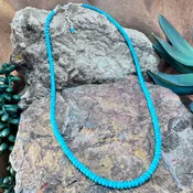 18"-20" David Rosales Kingman Turquoise Beaded Necklace 4mm