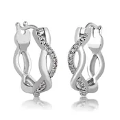 .06 ct. tw. Diamond Twist Fashion Hoop Earrings in 10K White Gold - FE30271DIA-10KW