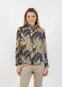 Abstract Tropical Leaf Blouse - Midnight