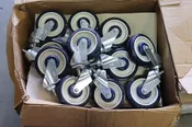 10 Count - Swivel Caster Wheel 5" x 1-1/4" PolyU on PolyO Blue, 315LBS / Wheel