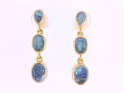 18 karat yellow gold and blue moonstone dangle earring — 33 Jewels at El Paseo