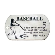 Baseball Stainless Steel Dog Tag Necklace- Phil 4:13