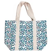 Anju Jewelry - Handcrafted Canvas Bag with Block-Printed Blue Thistle