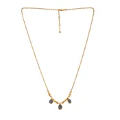Blue Topaz three stone with handmade beads