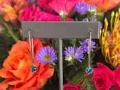 14K White Gold French Wire Round Brilliant Lab Grown Blue Diamond Earrings – 2.17 Total Carats