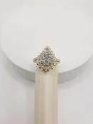 10Kt Two Tone Pear Shape Cluster Ring Featuring 1.0 Carats of Natural Round Brilliant Cut Diamonds on A Split Shank