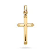 Gold 3D Tube Cross Pendant