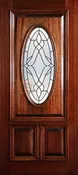 6' 8" 1/2 (Half) Lite Oval Decorative Glass Mahogany Wood Front Door - PD 3068-12O TRIN