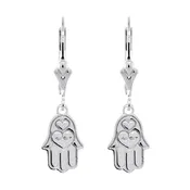 11mm Hamsa Charm Lever Back Earrings in Sterling Silver
