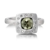 Rustic Rose Cut Square Top Diamond Ring