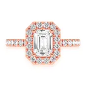 0.75ct Emerald Cut Halo Diamond Engagement Ring