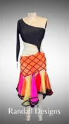 Black Rhinestone Top and Multi Colored Godets