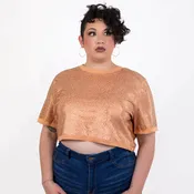 Strass Rhinestone Crop Top - Pink - Extra Large