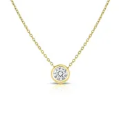 0.19ct Round Diamond Bezel Set Solitaire Pendant in 18k Yellow Gold