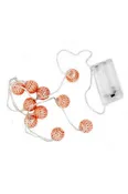 10 LED Moroccan Ball Rose Gold Fairy Lights Battery Op: Warm White