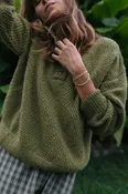 Imogene Oversized Wool Henley in Moss