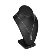 #189-7L-BK Deluxe Faux Leather Medium Necklace Chain Jewelry Display Holder, Jewelry Stand, Black Faux Leather