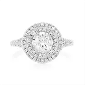 1ct Round Solitaire Double Halo Ring 14k