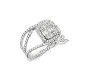 1.28ctw Free-Form Diamond Cluster Ring 18k White Gold