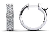 3 Row Huggie Diamond Hoop Earrings In Platinum Or Gold