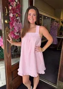 Back Tie Ruffle Hem Dress